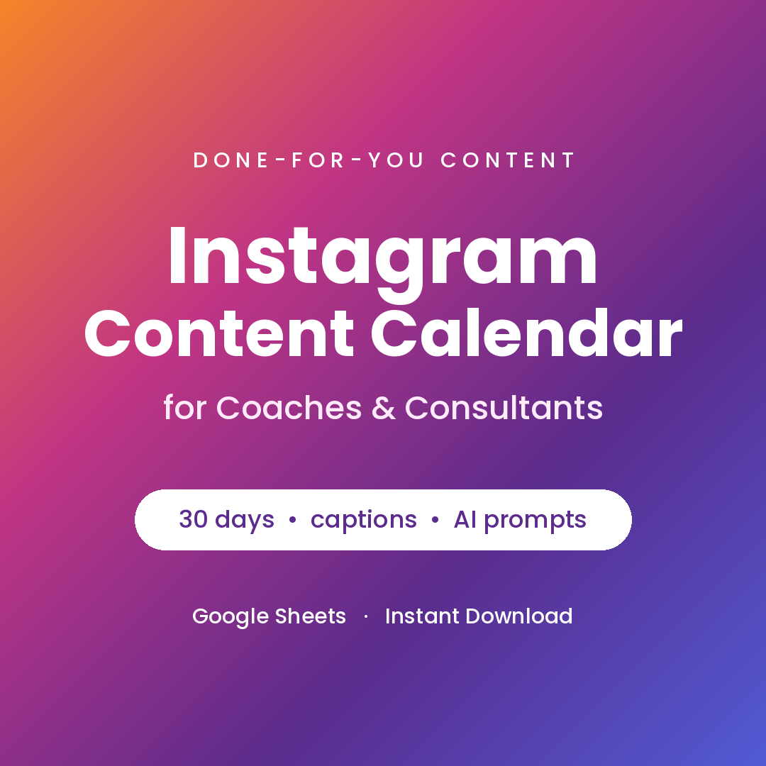 Instagram content calendar.