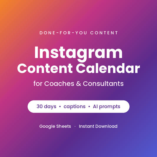Instagram content calendar.