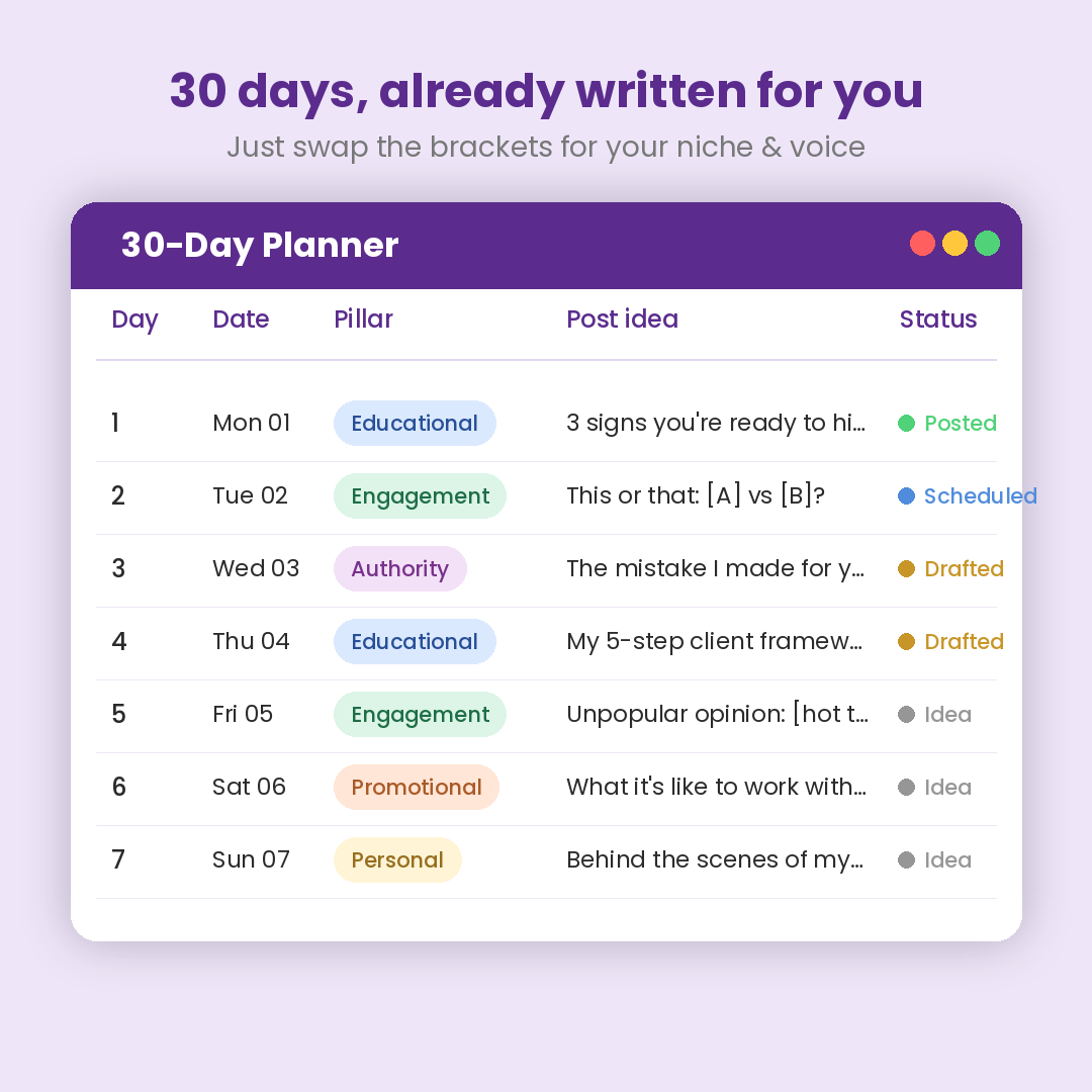 Coaches content planner